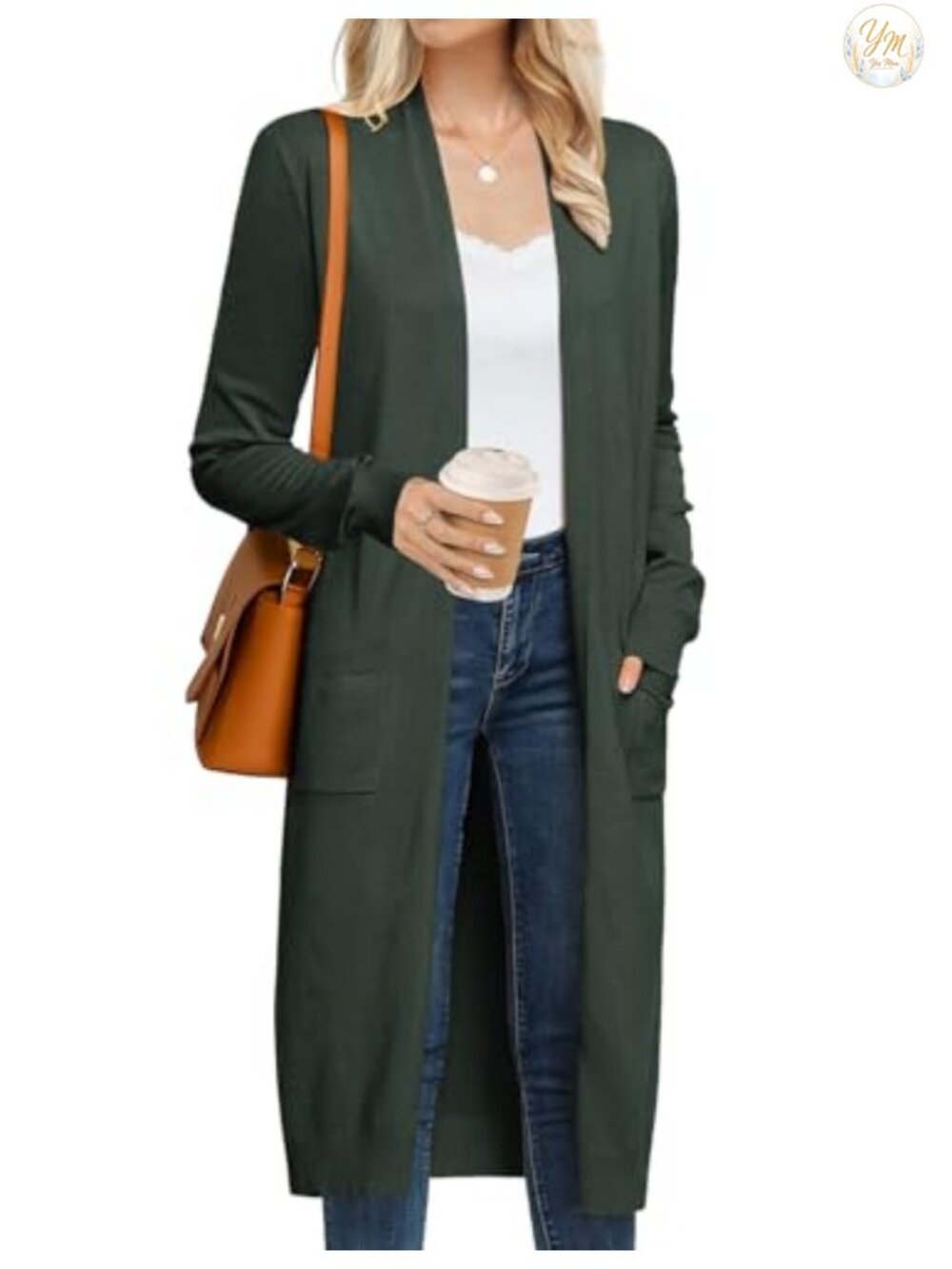 Long Cardigan Sweater Lightweight Open Front Maxi Duster with Pockets